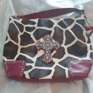 Pre-Owned Animal Print Casual Cross Handbag